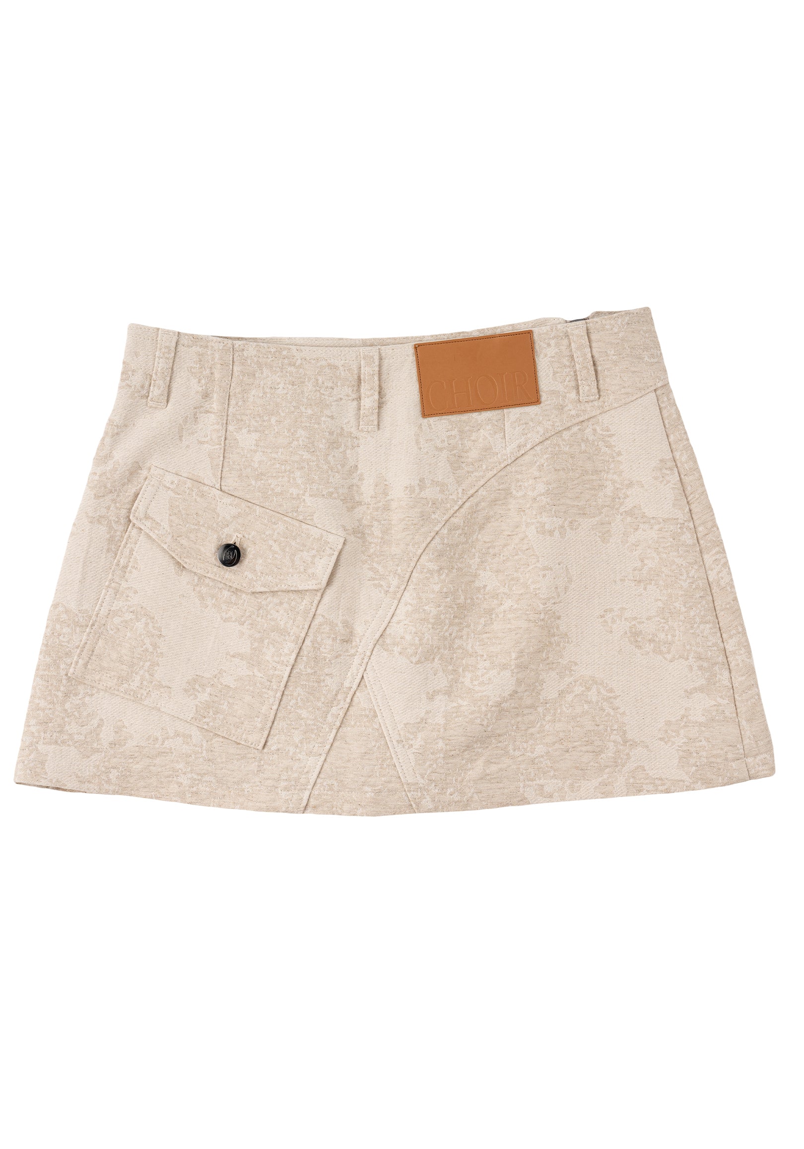 Asymmetric Pocket Mini Skirt 不對稱口袋短裙 - Beige