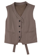 Asymmetric Wrap Vest 不對稱裹式背心-Mocha Gray