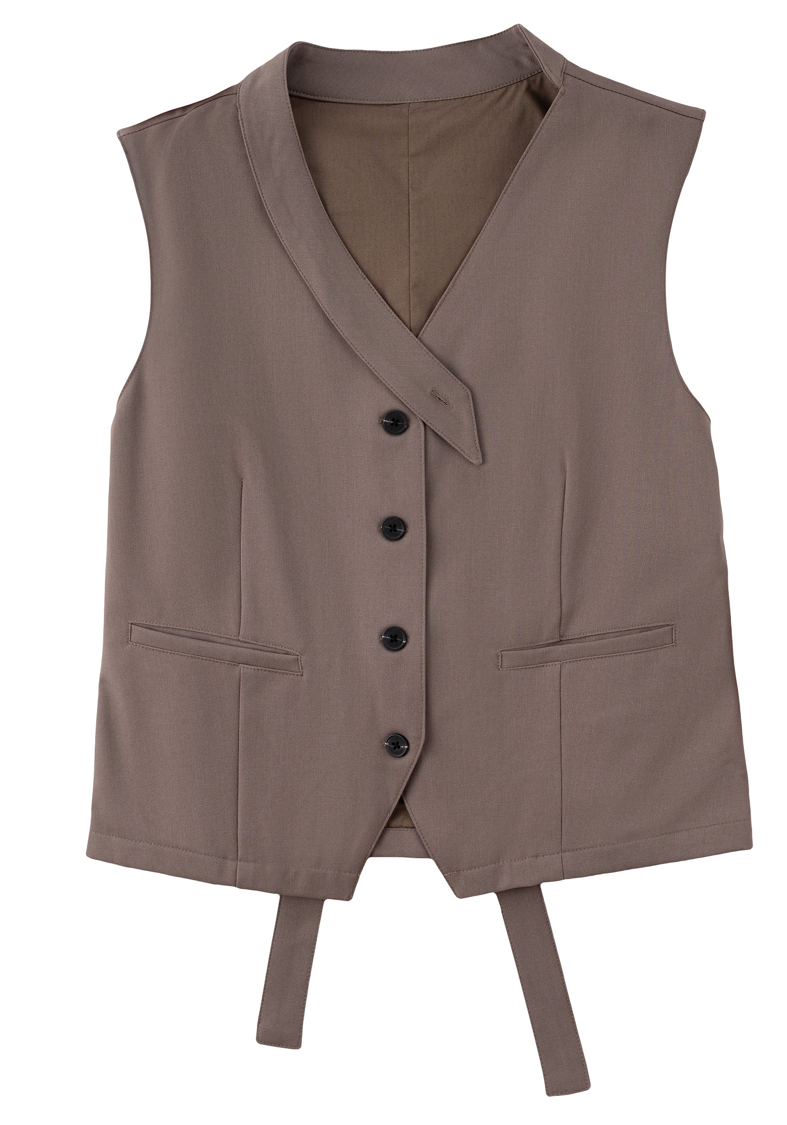 Asymmetric Wrap Vest 不對稱裹式背心-Mocha Gray