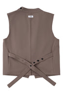 Asymmetric Wrap Vest 不對稱裹式背心-Mocha Gray