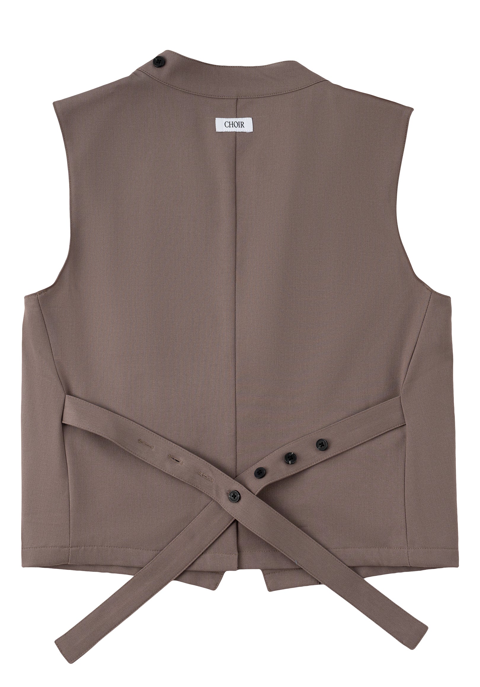Asymmetric Wrap Vest 不對稱裹式背心-Mocha Gray