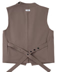 Asymmetric Wrap Vest 不對稱裹式背心-Mocha Gray
