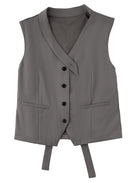 Asymmetric Wrap Vest 不對稱裹式背心-Gray
