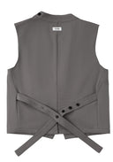 Asymmetric Wrap Vest 不對稱裹式背心-Gray