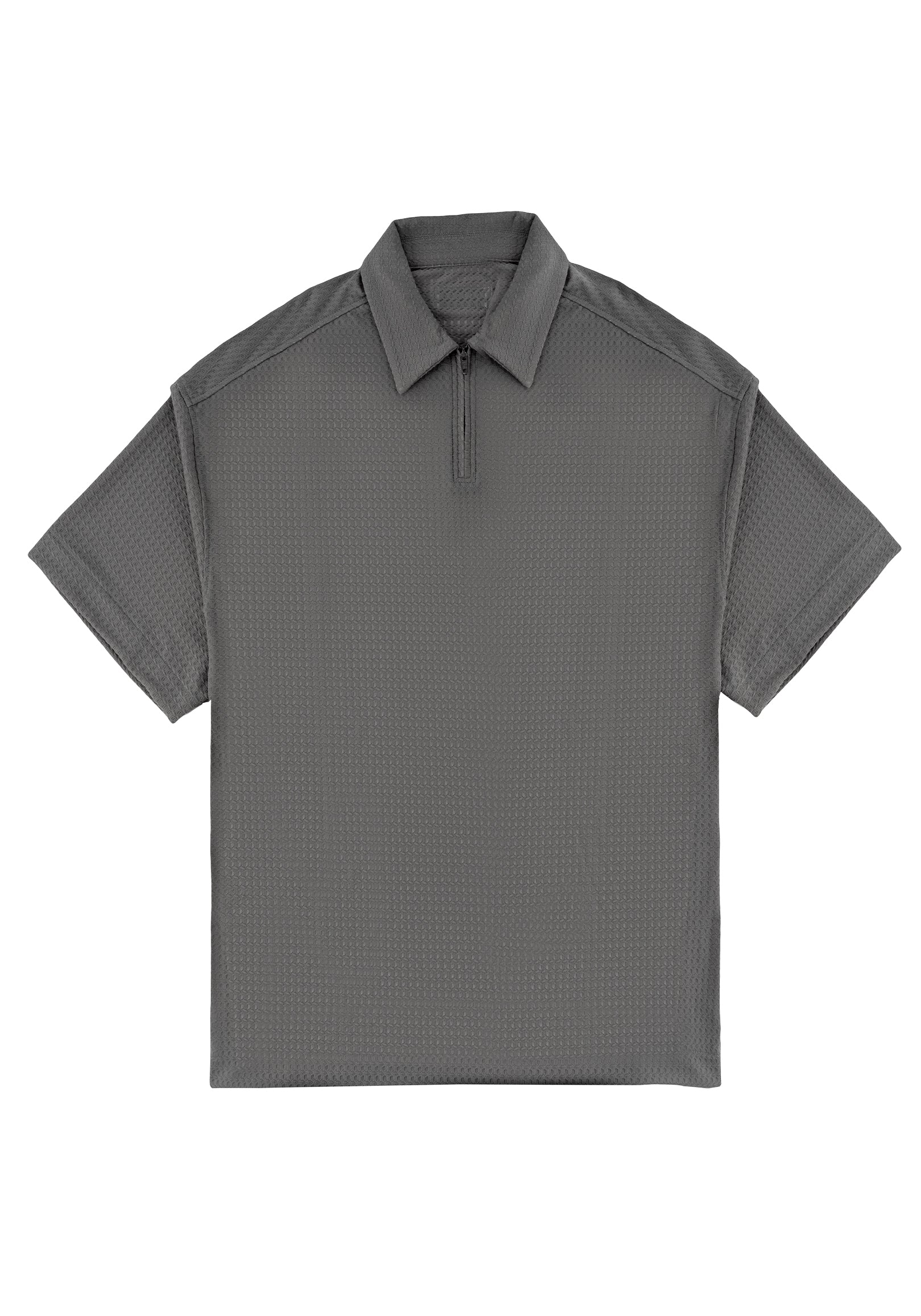 Jacquard Zip Shirt 緹花針織POLO 衫 - Grey
