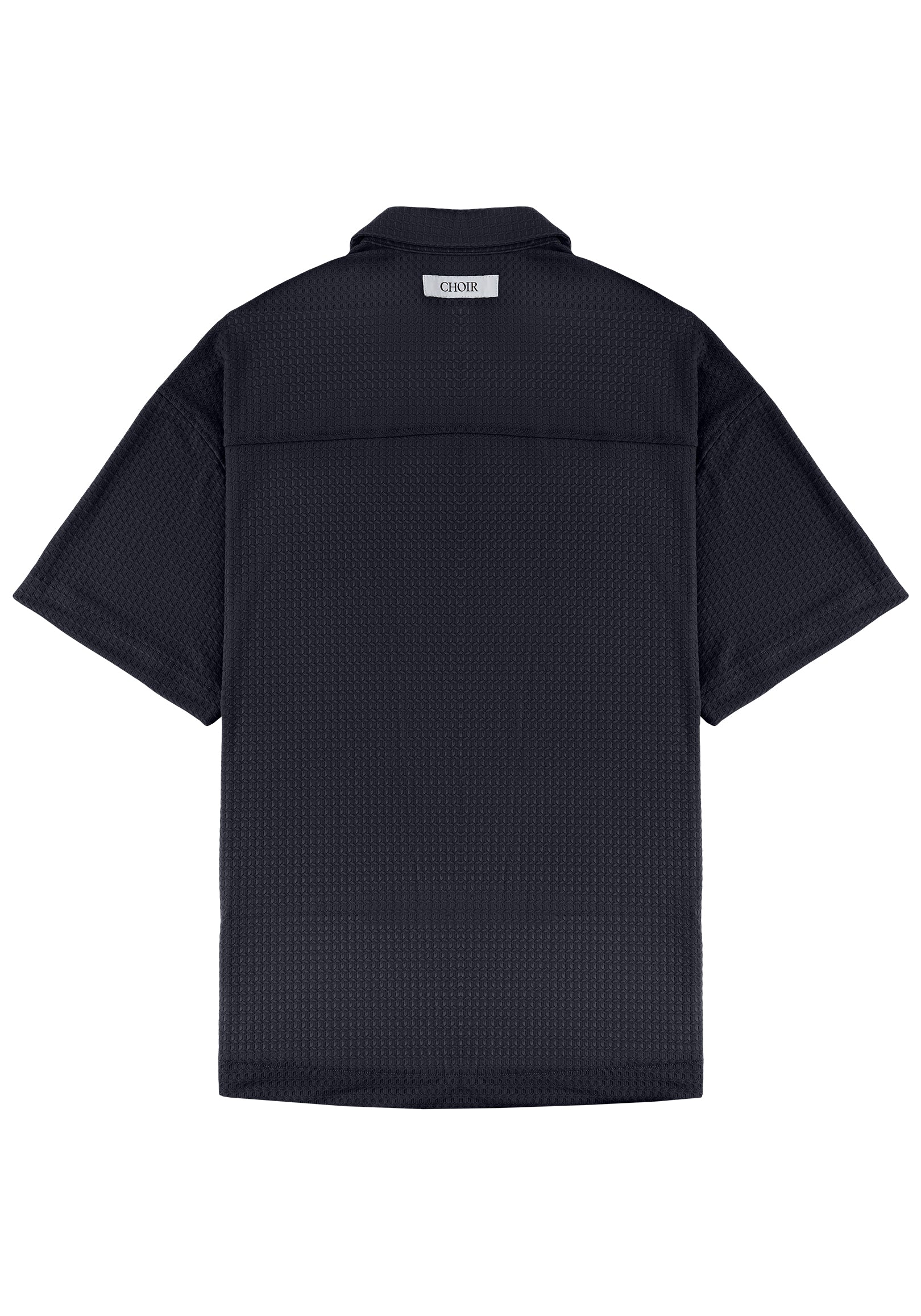 Jacquard Zip Shirt 緹花針織POLO 衫 - Navy