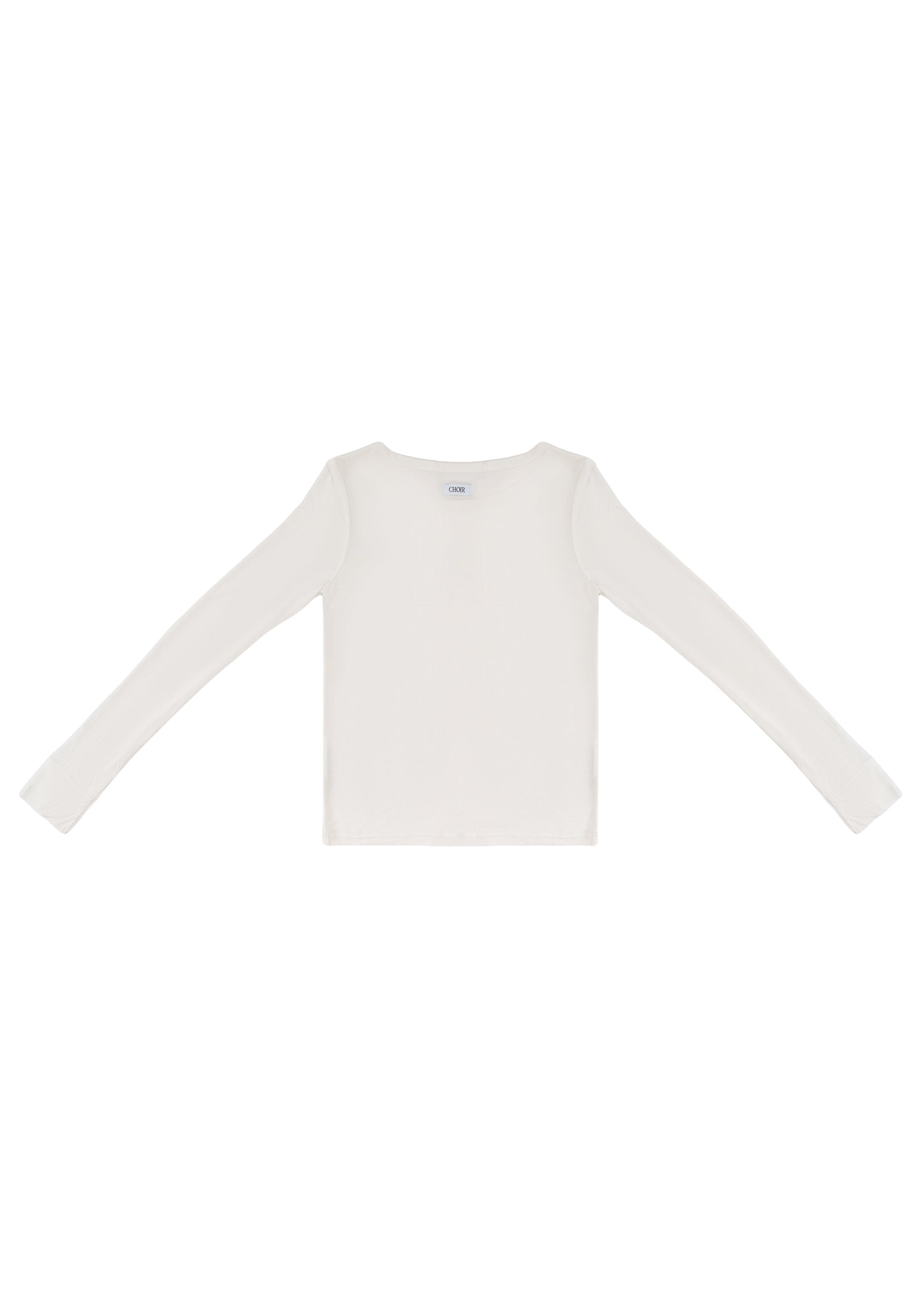 Asymmetric Placket Long-Sleeve Top 不對稱門襟長袖上衣-White