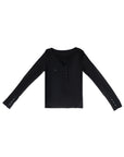 Asymmetric Placket Long-Sleeve Top 不對稱門襟長袖上衣-Black