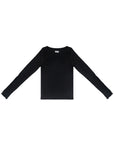 Asymmetric Placket Long-Sleeve Top 不對稱門襟長袖上衣-Black