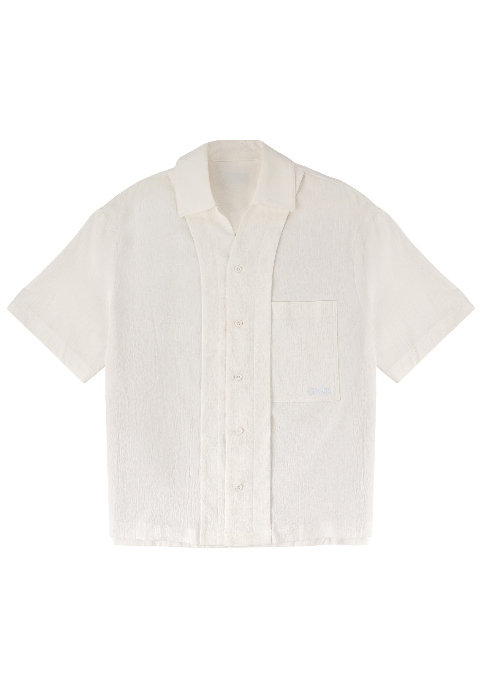 Layered Pocket Shirt 拼接口袋短袖襯衫 - BEIGE