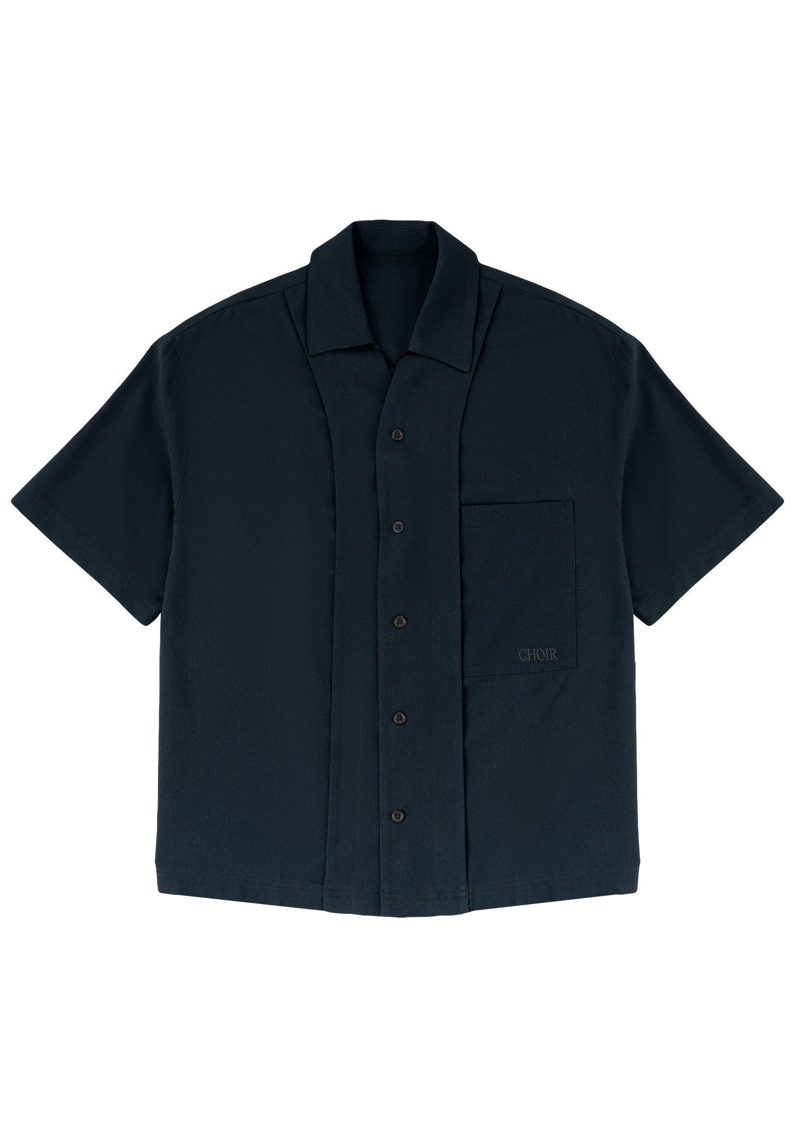 Layered Pocket Shirt 拼接口袋短袖襯衫 - NAVY