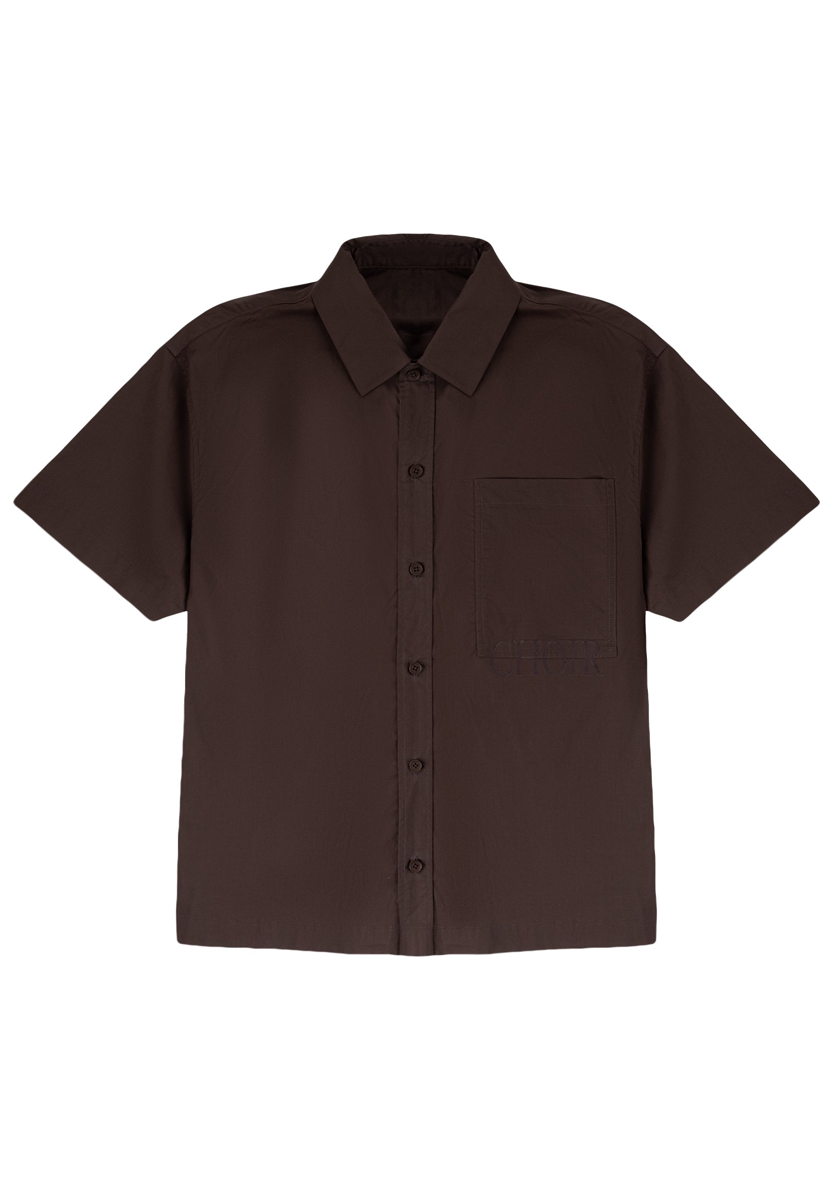 Minimal Placket Crew Shirt 圓領門襟短袖襯衫 - BROWN