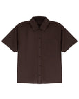 Minimal Placket Crew Shirt 圓領門襟短袖襯衫 - BROWN