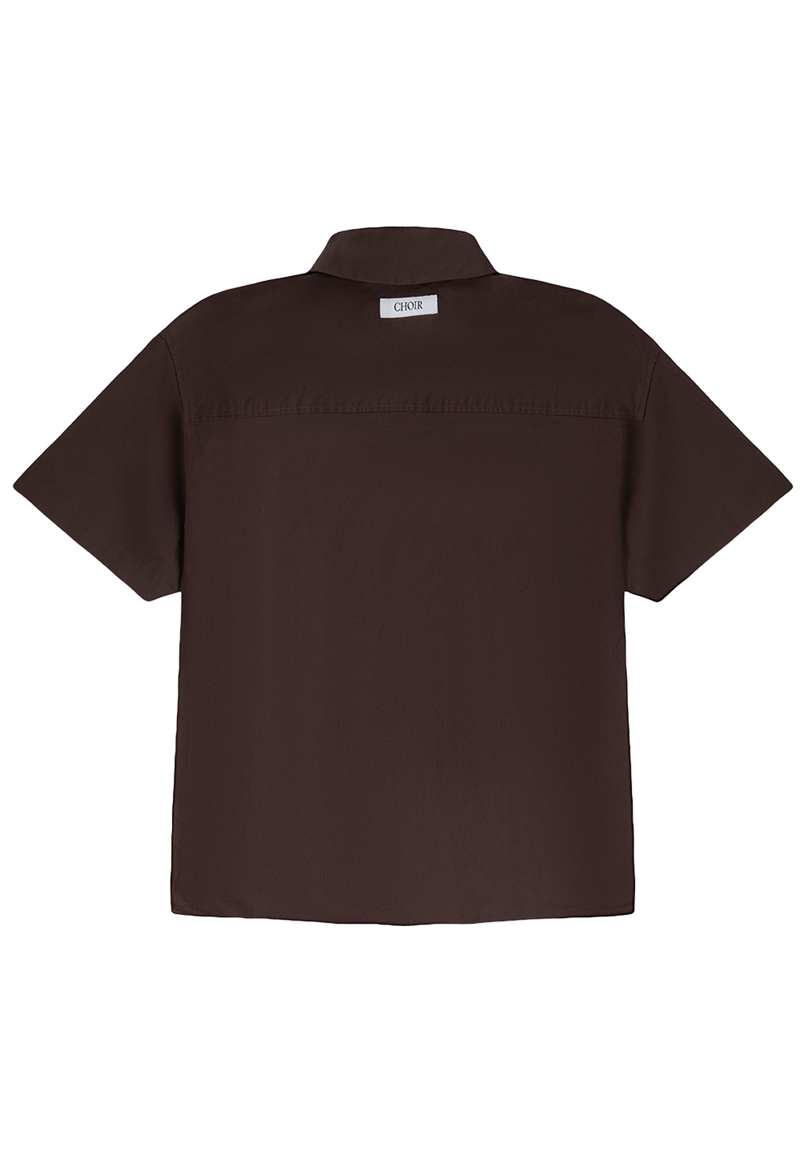 Minimal Placket Crew Shirt 圓領門襟短袖襯衫 - BROWN