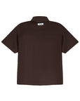 Minimal Placket Crew Shirt 圓領門襟短袖襯衫 - BROWN