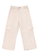 Knee Dart Pants 直條膝摺寬褲-Beige