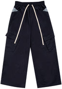 Panel Wide Pants 口袋造型直筒褲-Navy