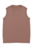 Ribbed Tank Top 修身刺繡針織背心-Khaki