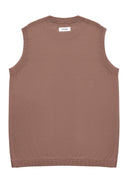 Ribbed Tank Top 修身刺繡針織背心-Khaki