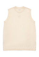Ribbed Tank Top 修身刺繡針織背心-Beige