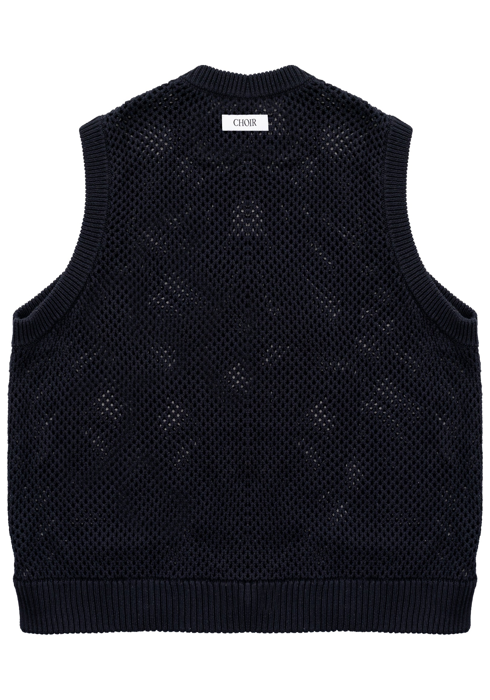 Knit Vest  LOGO 簍空針織背心 - Navy