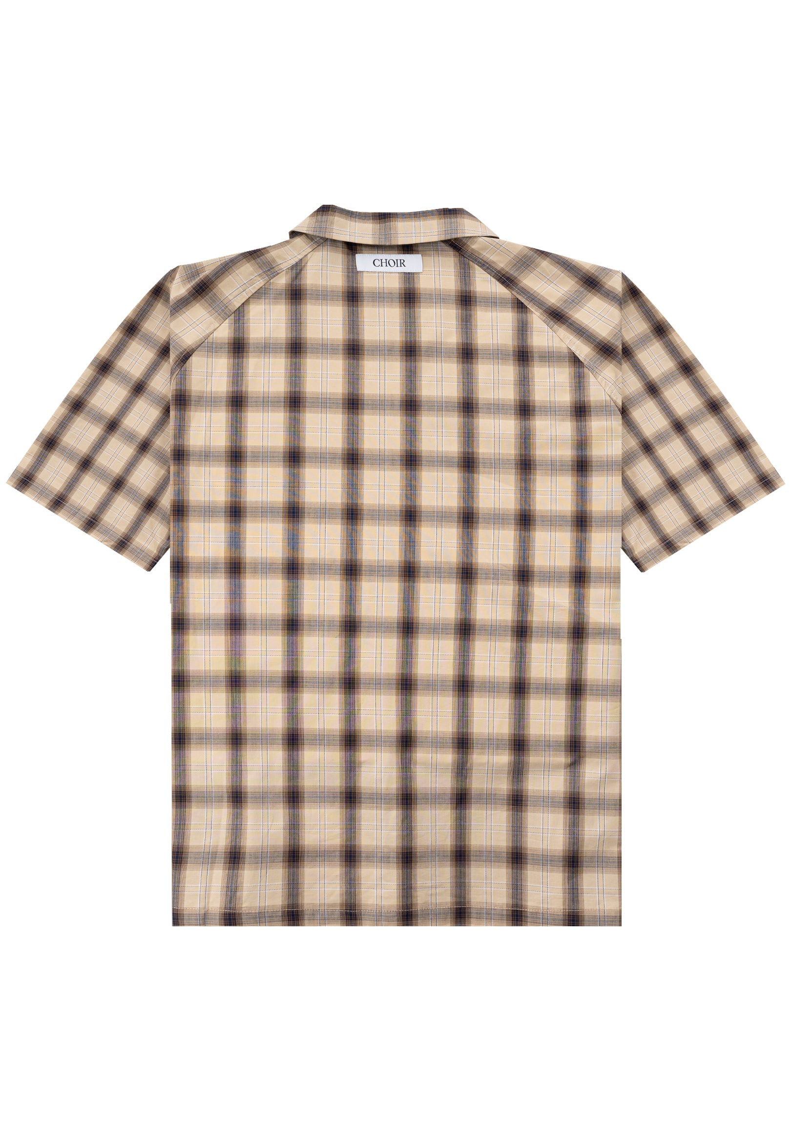 Panel Shirt 弧形剪裁格紋襯衫 - BROWN