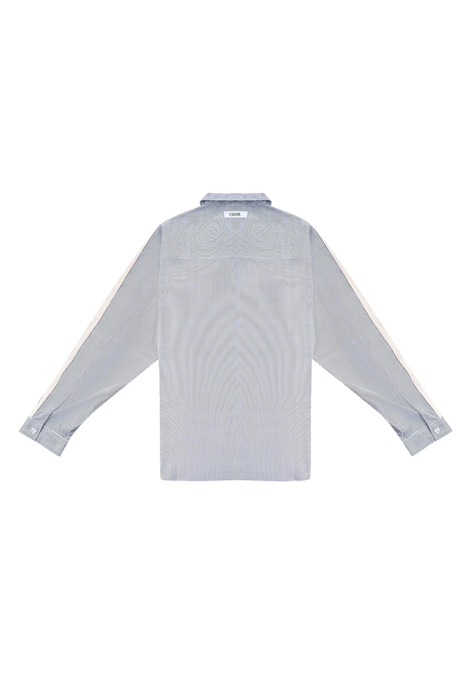 Stripe Long Shirt 休閒直條襯衫-Gray