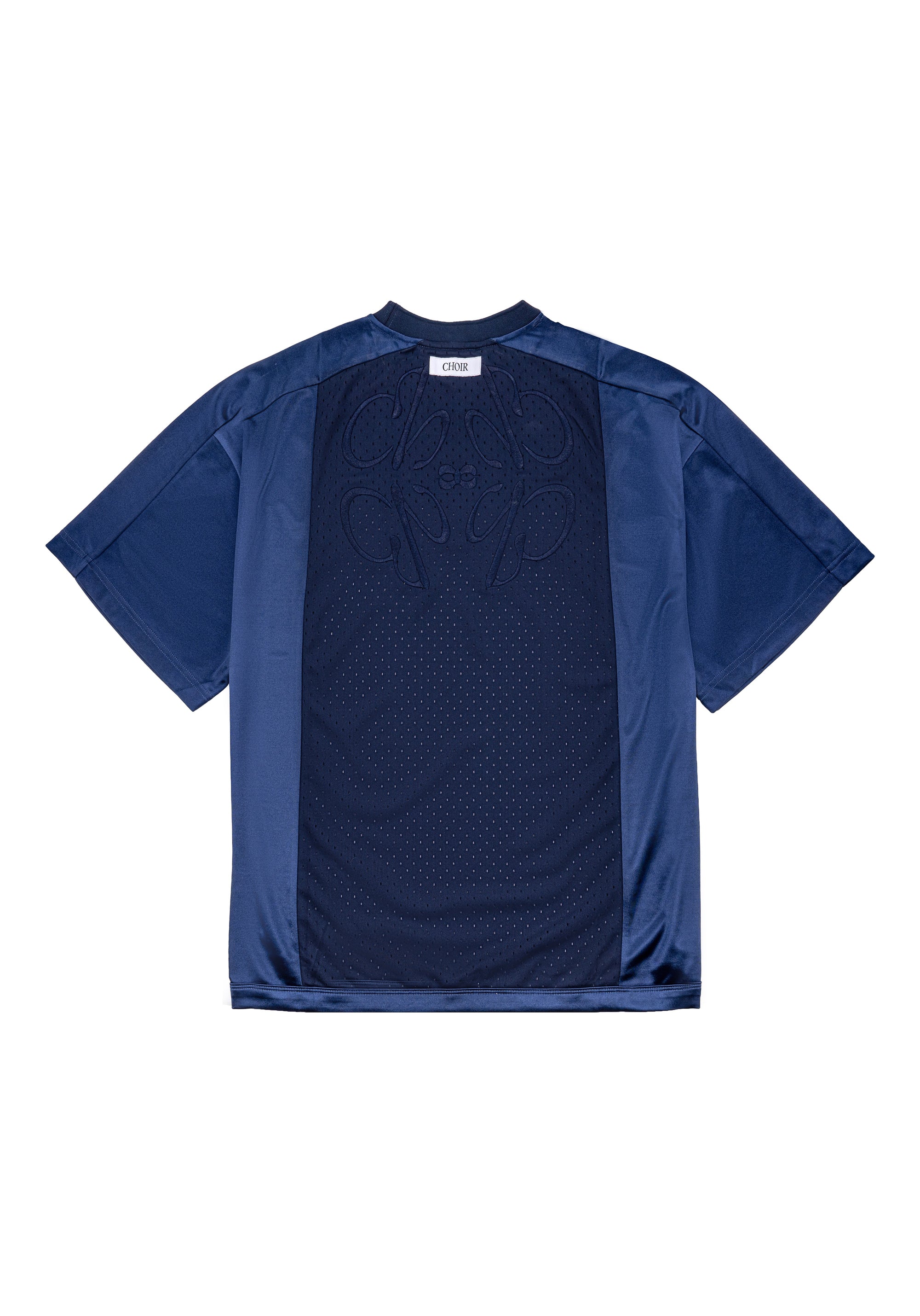 Mesh Tee 拼接刺繡球衣 - NAVY