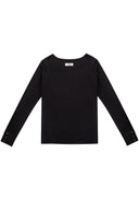 Rib Knit Tee 方領羅紋打底長袖-Black