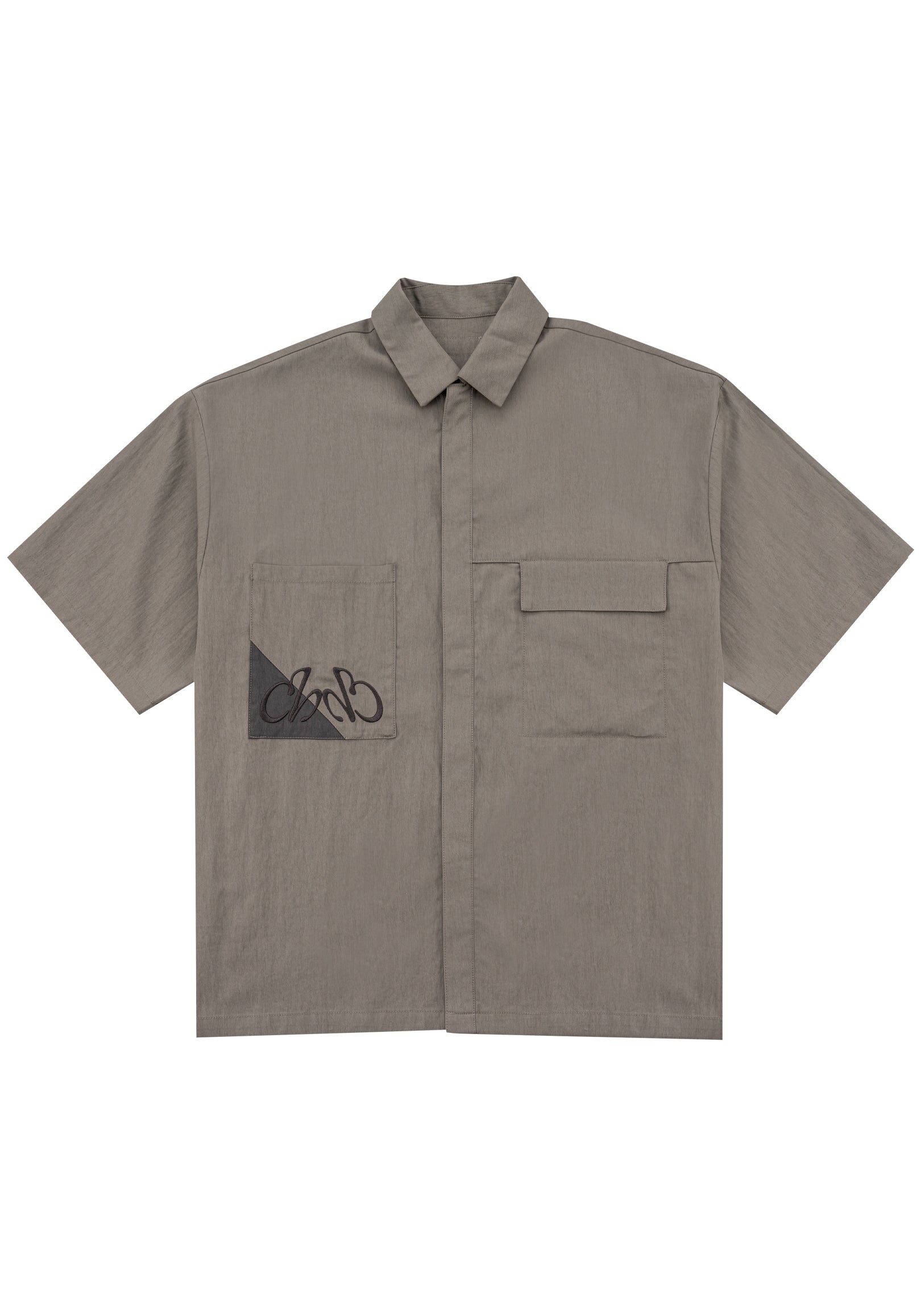 Pocket Shirt 口袋撞色刺繡襯衫 - GREY