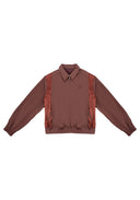 Coach Jacket 刺繡拼接棒球外套-Brown