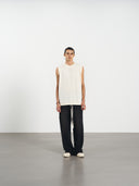 Ribbed Tank Top 修身刺繡針織背心-Beige