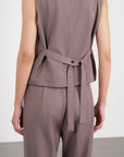 Asymmetric Wrap Vest 不對稱裹式背心-Mocha Gray
