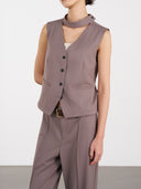 Asymmetric Wrap Vest 不對稱裹式背心-Mocha Gray