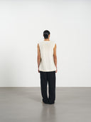 Ribbed Tank Top 修身刺繡針織背心-Beige