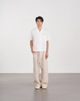 Layered Pocket Shirt 拼接口袋短袖襯衫 - BEIGE