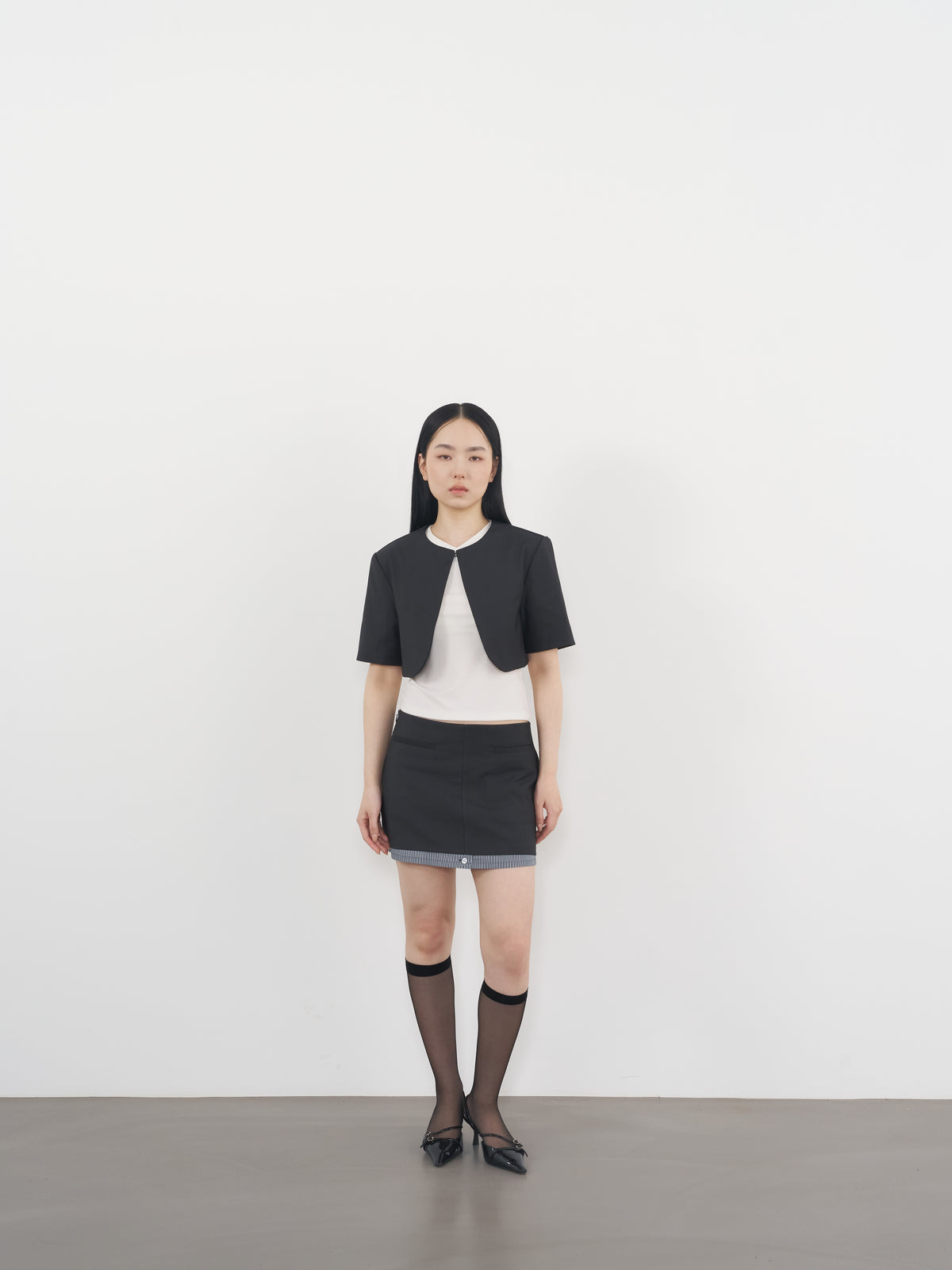Two-Layer Skirt 雙層結構短裙-Gray