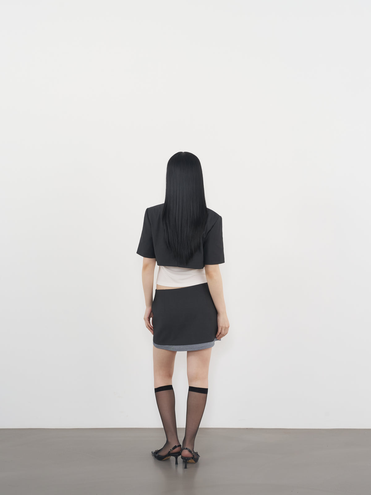 Two-Layer Skirt 雙層結構短裙-Gray