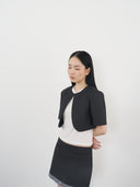 Cropped Short-Sleeve Blazer 短袖短版西裝外套-Gray