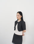 Cropped Short-Sleeve Blazer 短袖短版西裝外套-Gray