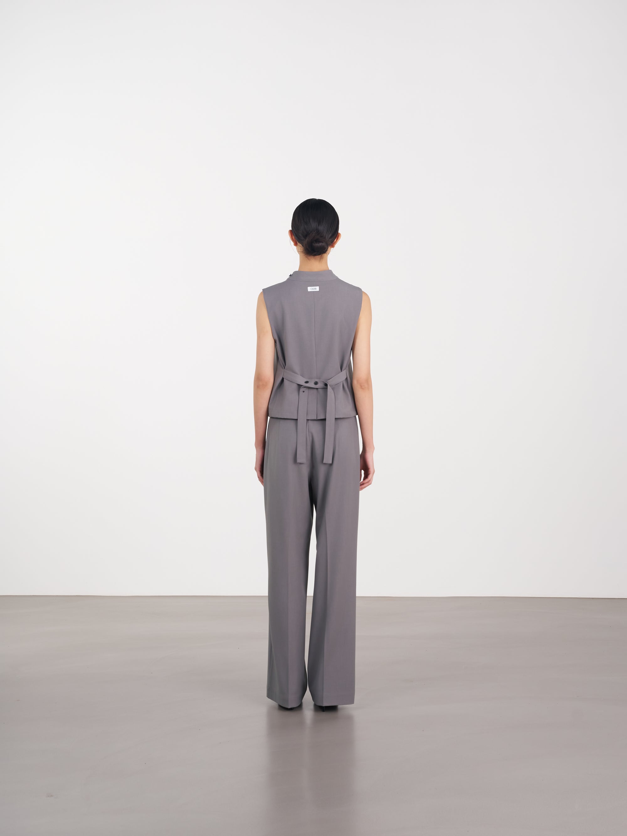 Asymmetric Wrap Vest 不對稱裹式背心-Gray