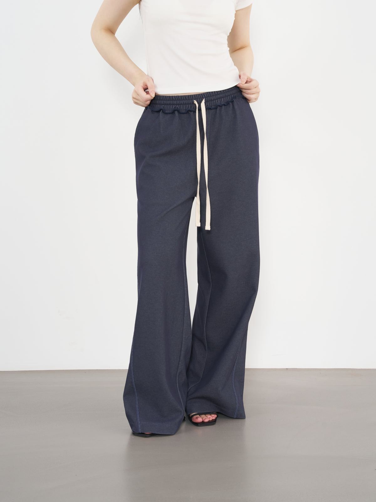 Raw-Edge Sweatpants 毛邊運動長褲-Navy