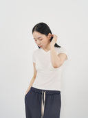 Logo T-Shirt  01 V領品牌T恤-Beige
