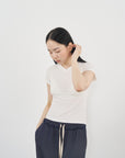 Logo T-Shirt  01 V領品牌T恤-Beige