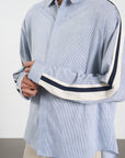 Stripe Long Shirt 休閒直條襯衫-Gray