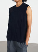 Knit Vest Logo 簍空針織背心-Navy
