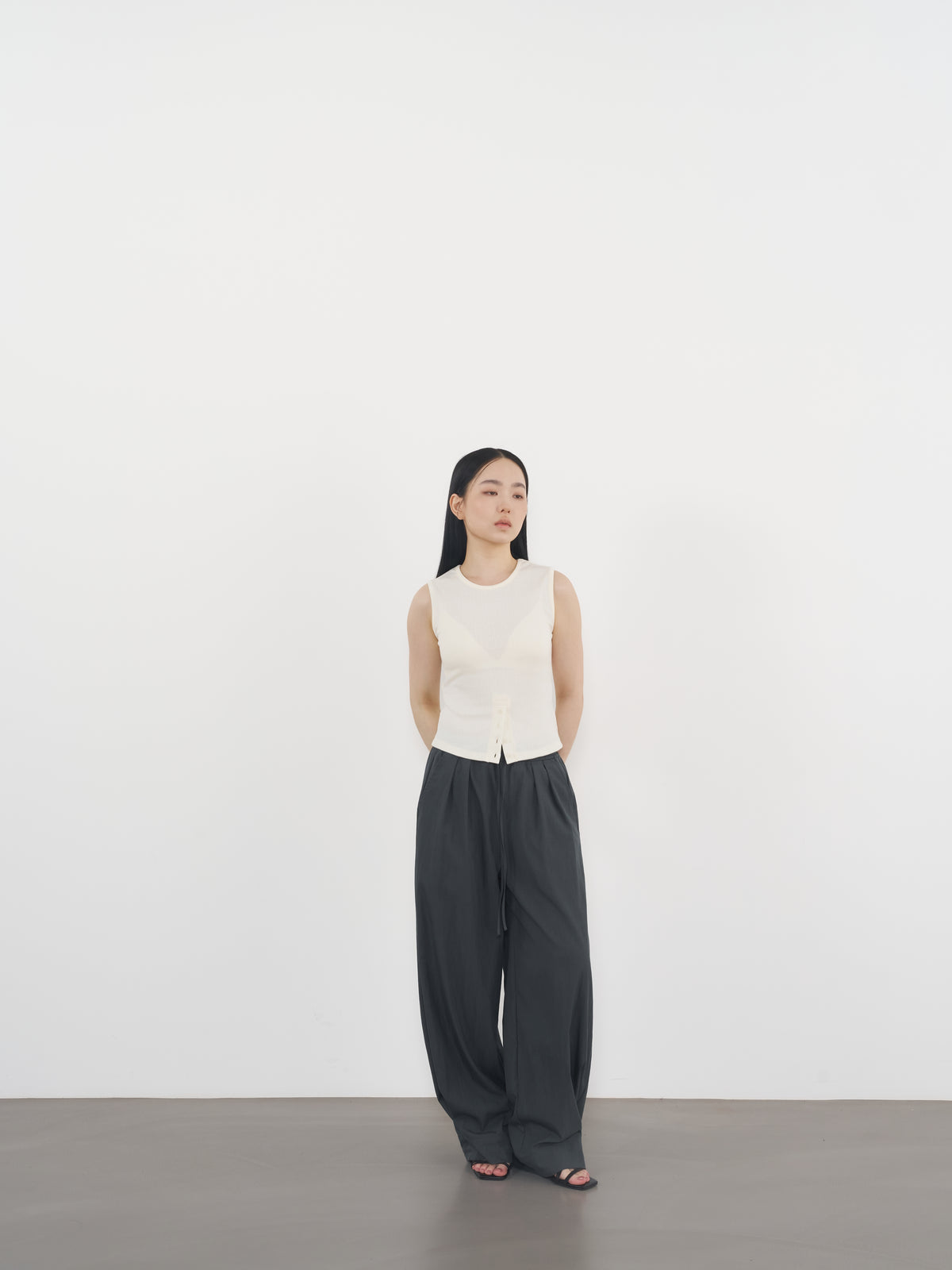 Rib Henley Tank 羅紋亨利背心-Beige