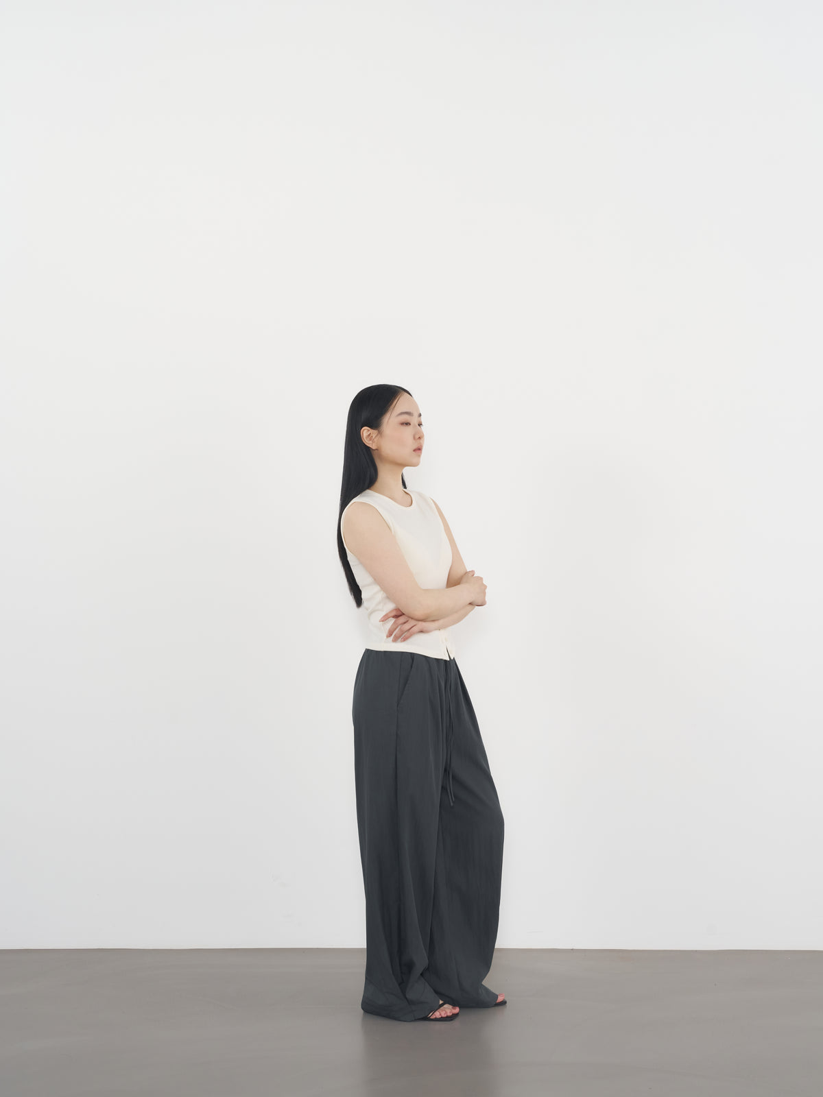 Rib Henley Tank 羅紋亨利背心-Beige