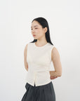 Rib Henley Tank 羅紋亨利背心-Beige