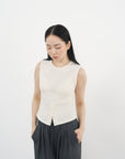 Rib Henley Tank 羅紋亨利背心-Beige